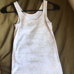 White tank top and gold specks every wear